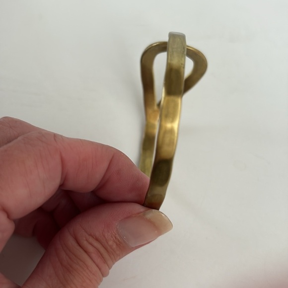 Hammered metal gold tone cuff bracelet brass? bracelet half circle bracelet - Picture 12 of 16